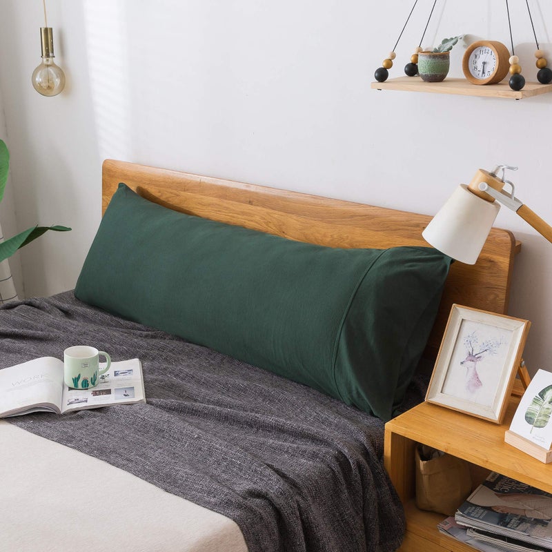 H HOUSEHOLD Household 100% Jersey Cotton Pillowcase 20â€x54â€-Light Weight, Comfortable, Super Soft Pillow Case with Envelope Closure Extremely Durable(Dark Green, Body Size Pillowcase) - Image 5